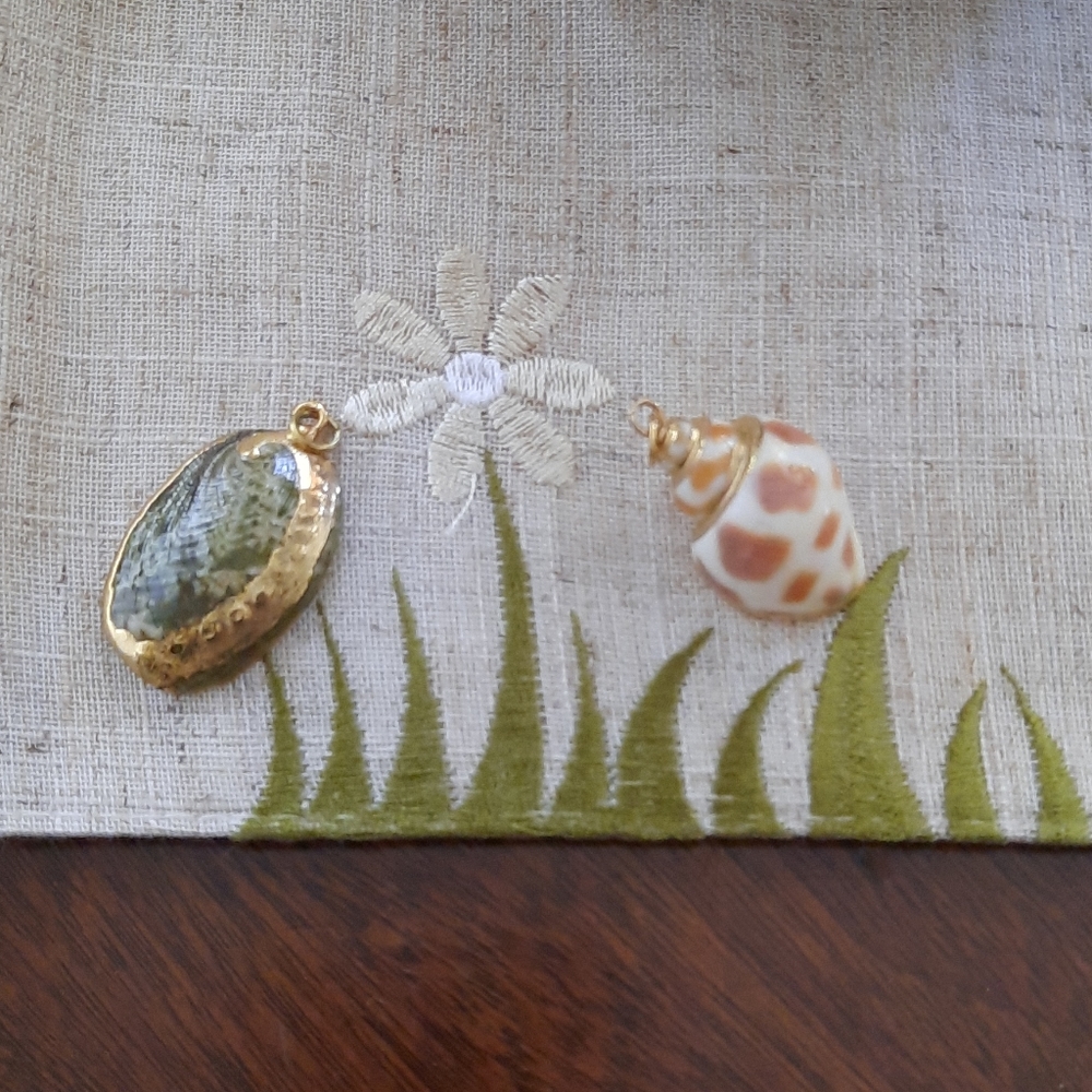 Gold leafed shell pendants
